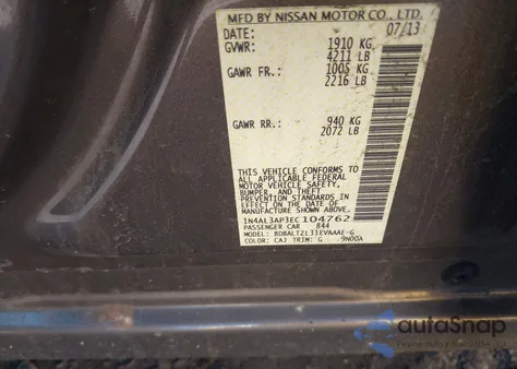 2014 Nissan Altima 2.5 Sv from USA, damaged, VIN 1N4AL3AP3EC104762